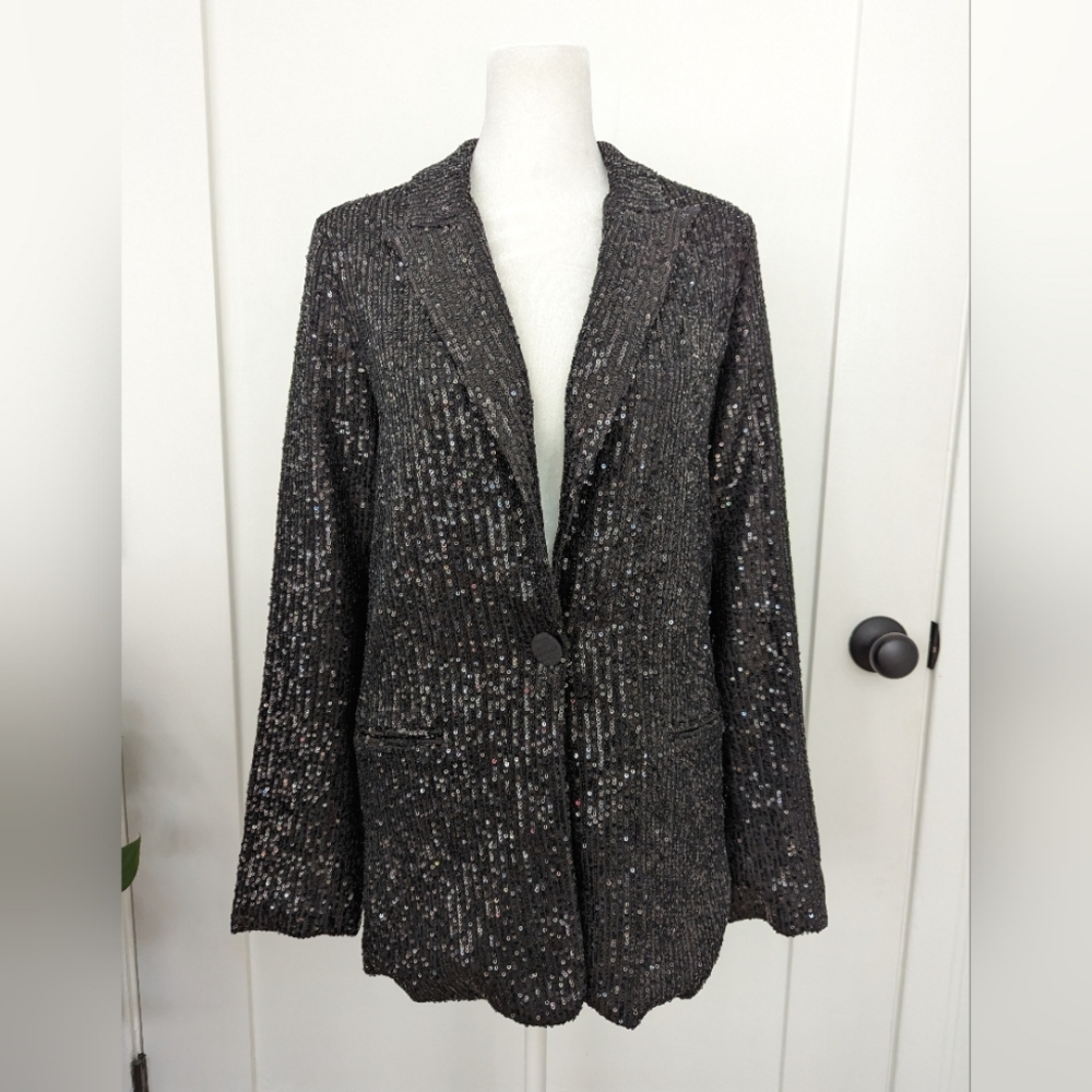 Aqua Black Sequin blazer - XS